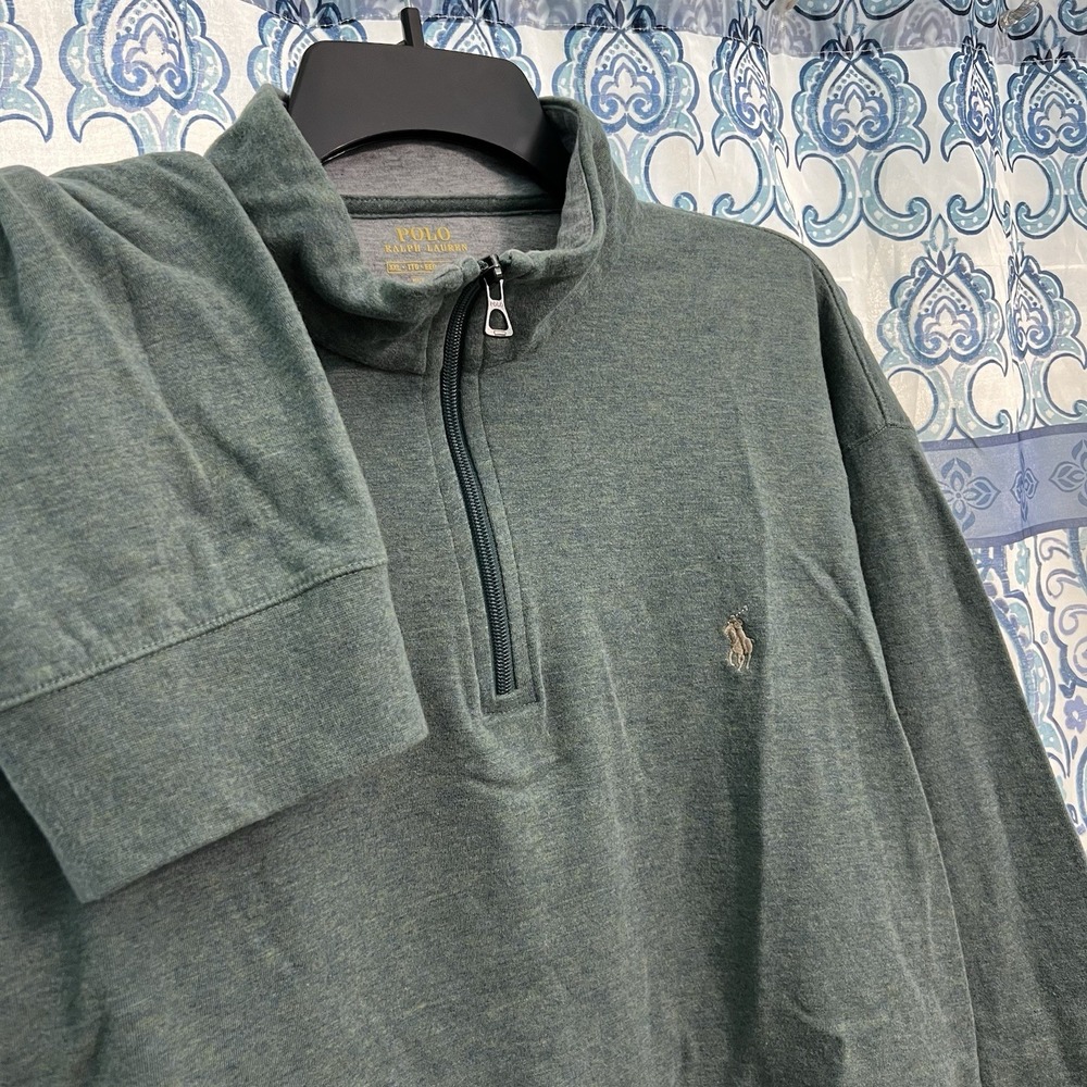 Polo Ralph Lauren Performance Sweatshirt Men XXL Green 1/4 Zip Mock Nylon Blend